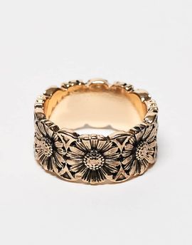 Reclaimed Vintage Reclaimed Vintage skinny daisy ring in burnished gold