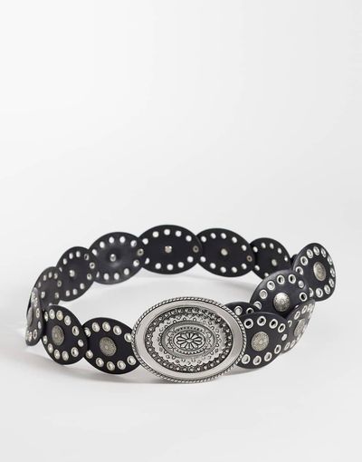 Reclaimed Vintage Reclaimed Vintage skinny disc belt in black and silver