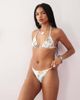 Reclaimed Vintage Reclaimed Vintage skinny strap ribbed bikini bottom with shell print in white-Multi - 4
