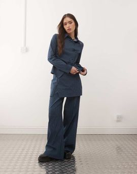 Reclaimed Vintage Reclaimed Vintage skirt pants in navy pinstripe - part of a set-Multi