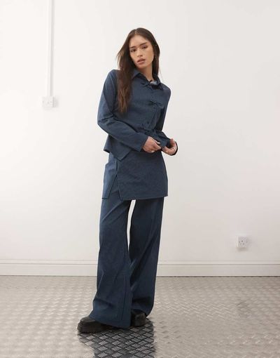 Reclaimed Vintage Reclaimed Vintage skirt pants in navy pinstripe - part of a set-Multi