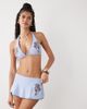 Reclaimed Vintage Reclaimed Vintage skirted bikini bottoms with brown contrast stitching in blue - 1