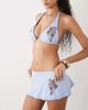 Reclaimed Vintage Reclaimed Vintage skirted bikini bottoms with brown contrast stitching in blue - 2