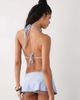 Reclaimed Vintage Reclaimed Vintage skirted bikini bottoms with brown contrast stitching in blue - 3