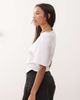 Reclaimed Vintage Reclaimed Vintage slash neck cinched waist T-shirt with ruching detail in white - 3