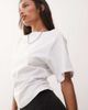 Reclaimed Vintage Reclaimed Vintage slash neck cinched waist T-shirt with ruching detail in white - 4