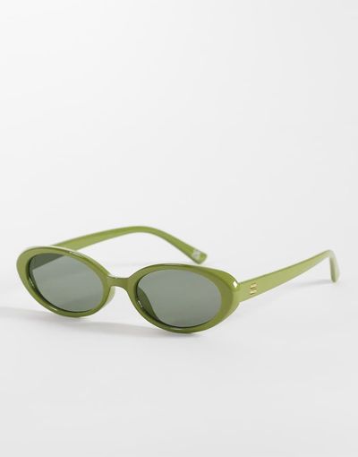 Reclaimed Vintage Reclaimed Vintage slim cat eye sunglasses with green lens in green