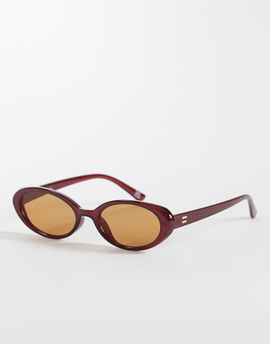 Reclaimed Vintage Reclaimed Vintage slim cat eye sunglasses with orange lens in red
