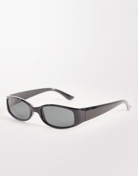 Reclaimed Vintage Reclaimed Vintage slim square wrap sunglasses in black