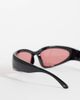 Reclaimed Vintage Reclaimed Vintage soft 90s sunglasses with red lenses in black - 3
