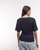 Reclaimed Vintage Reclaimed Vintage soft touch wrap top with button detail in navy-Brown - 4