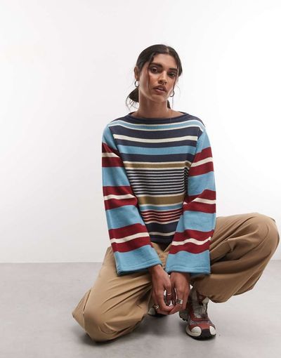 Reclaimed Vintage Reclaimed Vintage spliced striped knit sweater in blue