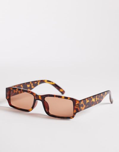 Reclaimed Vintage Reclaimed Vintage square sunglasses with light brown lens in dark tortoiseshell