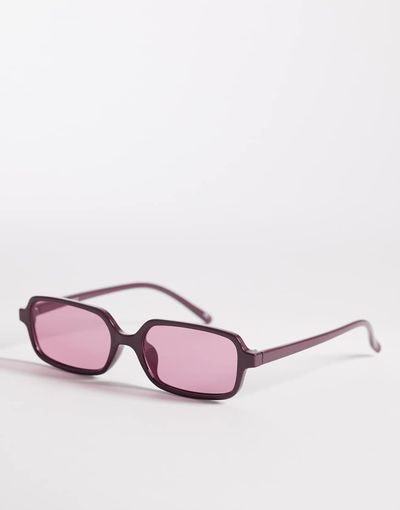 Reclaimed Vintage Reclaimed Vintage square sunglasses with red lens in burgundy