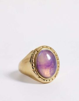 Reclaimed Vintage Reclaimed Vintage stainless steel gem stone ring in gold