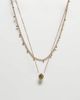 Reclaimed Vintage Reclaimed Vintage stainless steel waterproof 2 row necklace with pedant in gold - 1
