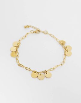 Reclaimed Vintage Reclaimed Vintage stainless steel waterproof dainty anklet with charms in gold tone