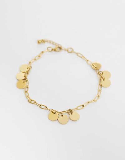 Reclaimed Vintage Reclaimed Vintage stainless steel waterproof dainty anklet with charms in gold tone