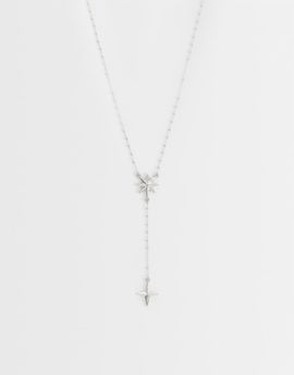 Reclaimed Vintage Reclaimed Vintage star rosary chain-Silver