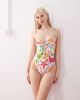 Reclaimed Vintage Reclaimed Vintage swimsuit with beads and cutout detail in vacation ocean print-Multi - 1