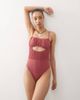 Reclaimed Vintage Reclaimed Vintage swimsuit with shirred waist and cut out detail in pink - 1