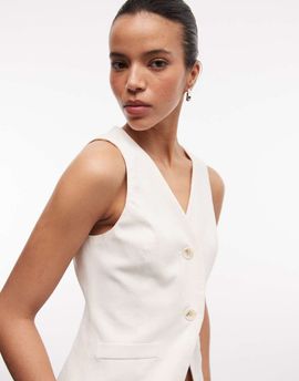 Reclaimed Vintage Reclaimed Vintage tailored vest in neutral - part of a set-White