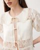 Reclaimed Vintage Reclaimed Vintage tea top with lace inserts and collar-White - 3
