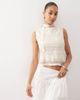 Reclaimed Vintage Reclaimed Vintage textured jersey and lace slash neck tank top and matching scarf in cream-White - 1