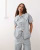 Reclaimed Vintage Reclaimed Vintage tie front denim top with oversized collar in blue pinstripes - part of a set - 1