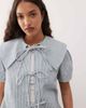 Reclaimed Vintage Reclaimed Vintage tie front denim top with oversized collar in blue pinstripes - part of a set - 3