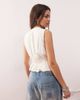 Reclaimed Vintage Reclaimed Vintage tie front top in ecru linen blend-Neutral - 3