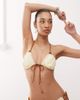 Reclaimed Vintage Reclaimed Vintage tie front triangle bikini top with frills in butter yellow and brown-Neutral - 1