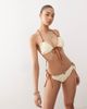 Reclaimed Vintage Reclaimed Vintage tie front triangle bikini top with frills in butter yellow and brown-Neutral - 4