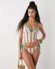Reclaimed Vintage Reclaimed Vintage tie side bikini bottom in green and yellow retro stripe-Multi - 1
