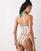 Reclaimed Vintage Reclaimed Vintage tie side bikini bottom in green and yellow retro stripe-Multi - 4