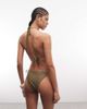 Reclaimed Vintage Reclaimed Vintage tie side bikini bottom with studs in green paisley print-Multi - 4