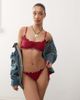 Reclaimed Vintage Reclaimed Vintage tie side bikini bottoms with frills in burgundy-Red - 1