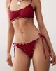 Reclaimed Vintage Reclaimed Vintage tie side bikini bottoms with frills in burgundy-Red - 2