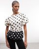 Reclaimed Vintage Reclaimed Vintage top with puff sleeves in black and white polka dot-Multi - 1
