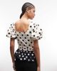 Reclaimed Vintage Reclaimed Vintage top with puff sleeves in black and white polka dot-Multi - 3