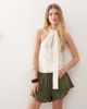 Reclaimed Vintage Reclaimed Vintage top with scarf detail in cream satin jacquard-Multi - 1
