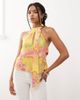 Reclaimed Vintage Reclaimed Vintage top with scarf detail in yellow floral print-Multi - 4