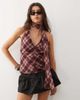 Reclaimed Vintage Reclaimed Vintage top with scarf in spliced burgundy check print-Multi - 1