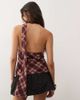 Reclaimed Vintage Reclaimed Vintage top with scarf in spliced burgundy check print-Multi - 3