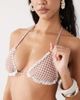 Reclaimed Vintage Reclaimed Vintage triangle bikini top in brown seersucker gingham with lace trim-Multi - 3