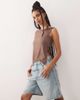 Reclaimed Vintage Reclaimed Vintage twist detail off the shoulder jersey top with tie sides in mocha brown - 1
