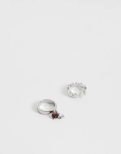 Reclaimed Vintage Reclaimed Vintage two pack of star rings-Silver