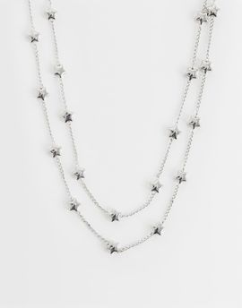 Reclaimed Vintage Reclaimed Vintage two row star chain necklace in silver