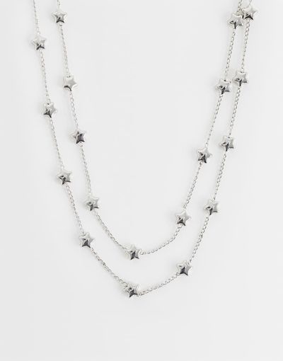 Reclaimed Vintage Reclaimed Vintage two row star chain necklace in silver