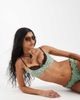 Reclaimed Vintage Reclaimed Vintage underwire bikini top with frill layer in brown and green polka dots-Multi - 1
